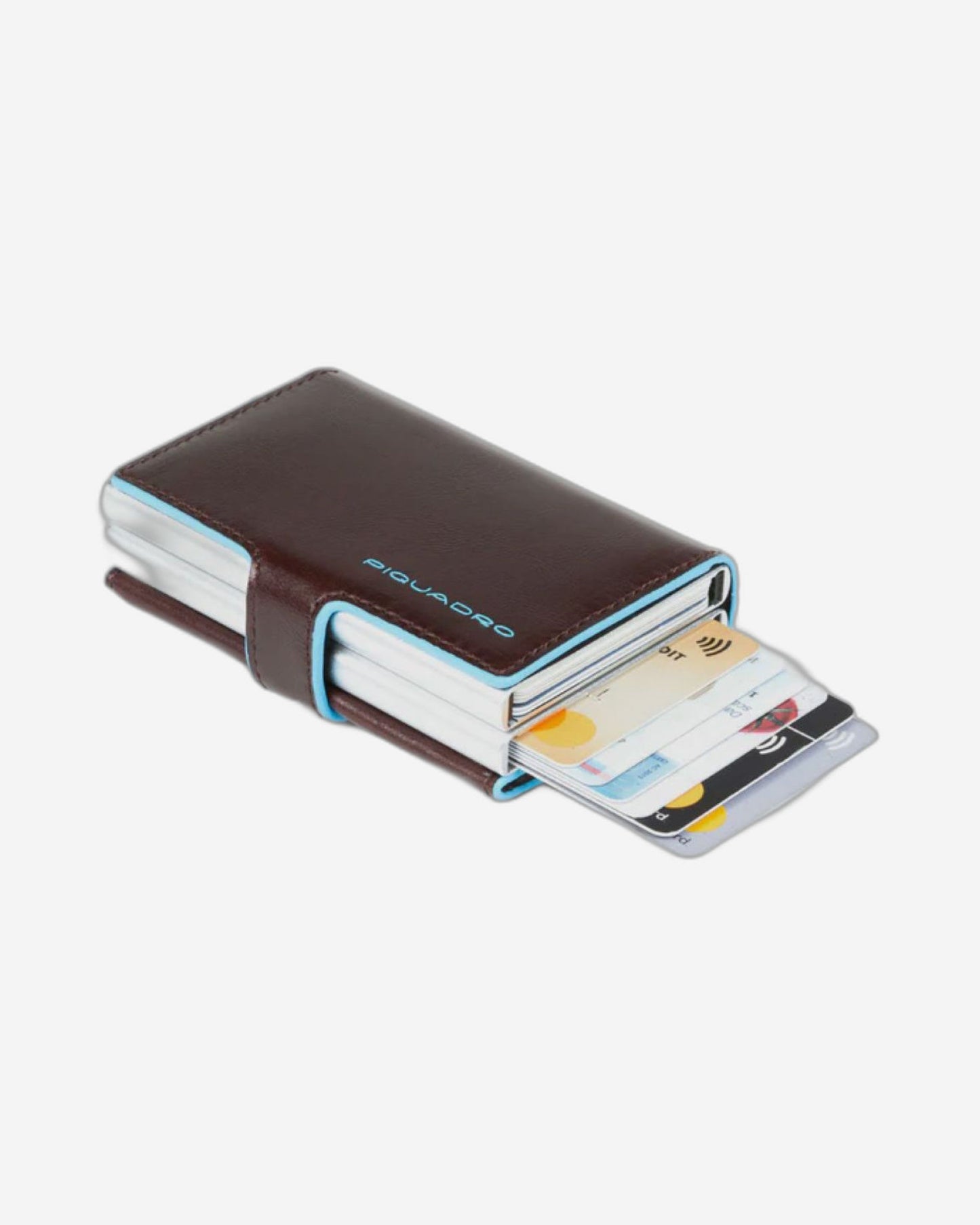 Piquadro Blue Square Double Credit Card Case