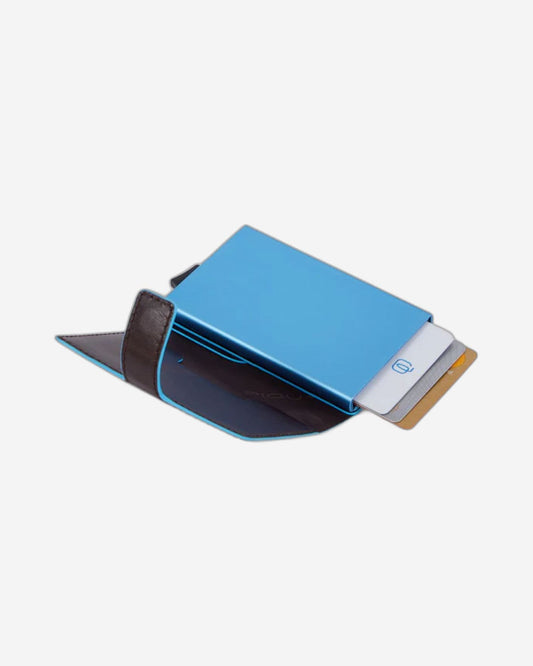 Piquadro Blue Square Credit Card Holder Case