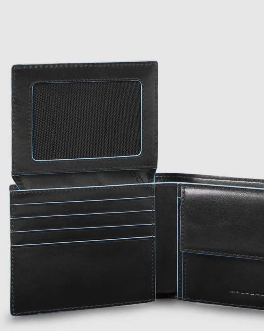 Piquadro Blue Square RFID Protection Leather Wallet Black