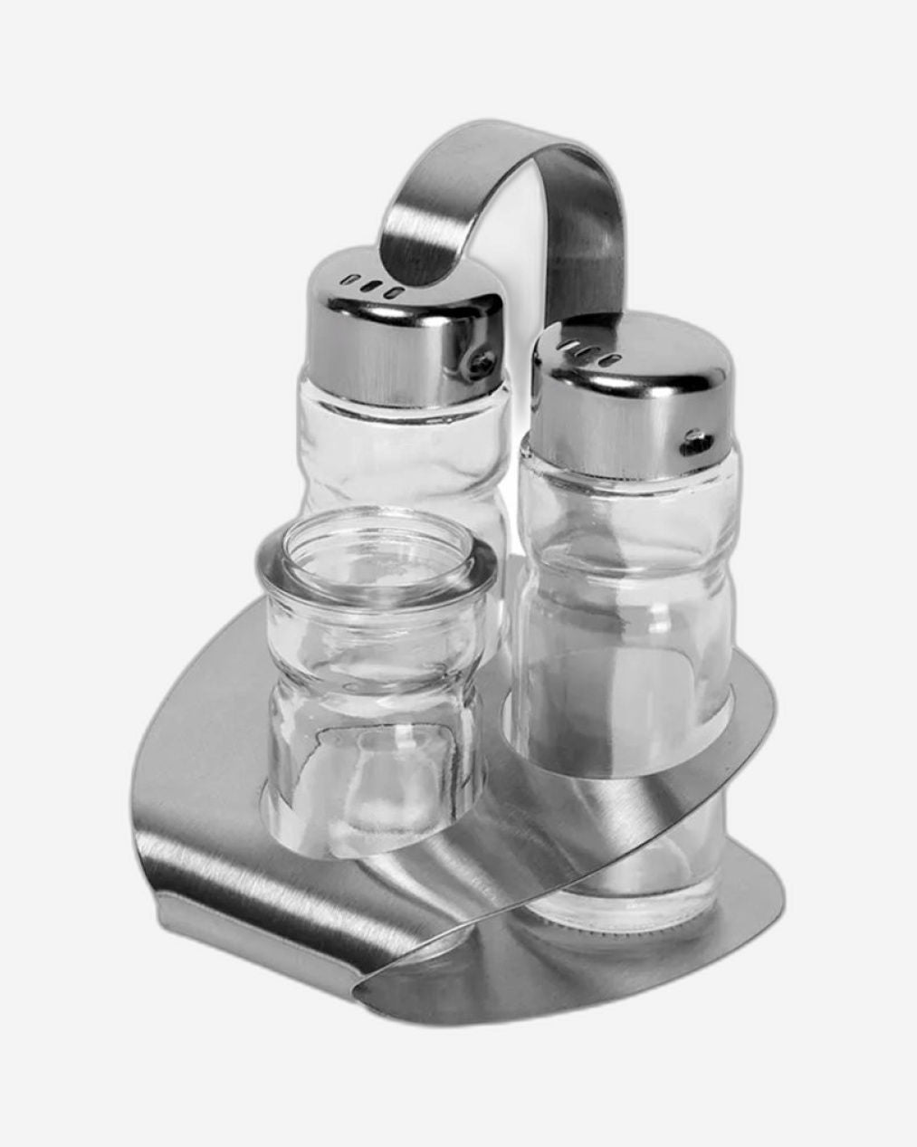 Cuisine Art Soda Lime Glass Cruet Set with Stand, 3 Pieces, Transparent