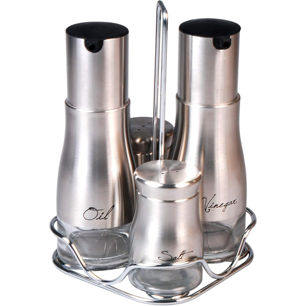 Cuisine Art Set of 4 Glass Spice Jars & Oil Bottle | Durable Glass Containers for Spices, Oils, Vinegars, and Condiments