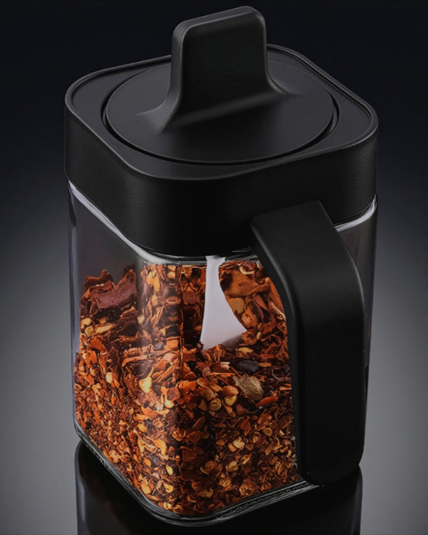 Cuisine Art Soda Lime Glass Spice Jar with Spoon, Transparent, 400ml