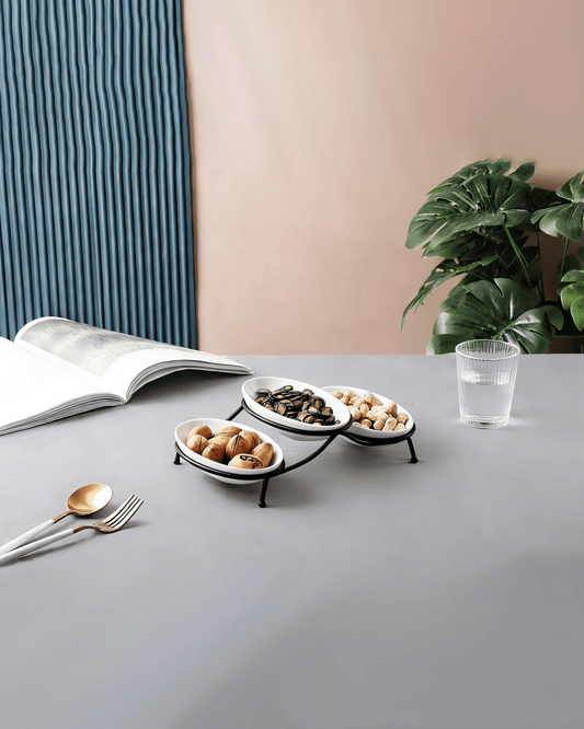 Shallow Oval Serving Bowls with Stand