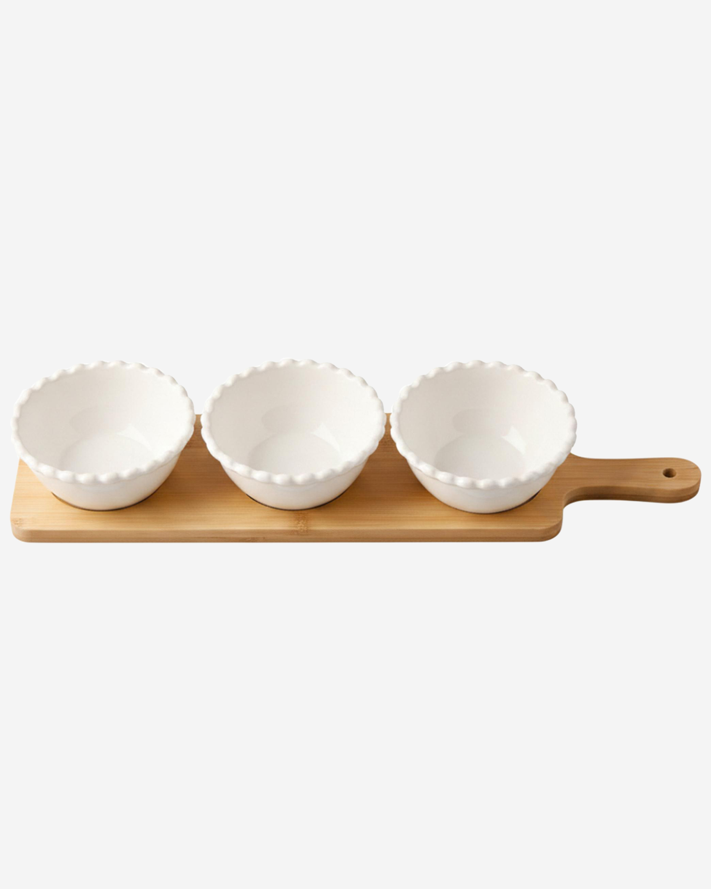 Shallow Round Bowl Set with Bamboo Stand