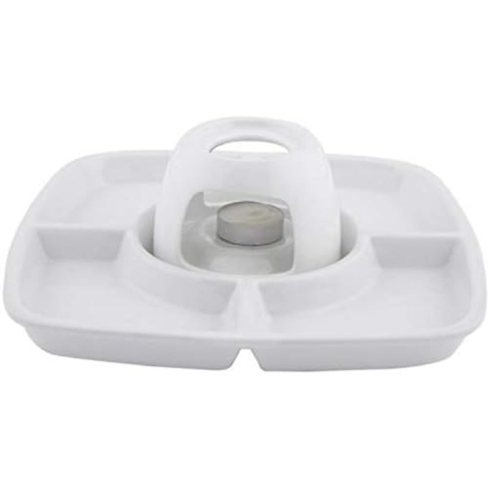 Shallow Porcelain Fondue Set, White – Elegant Serveware for Cheese, Chocolate, and More