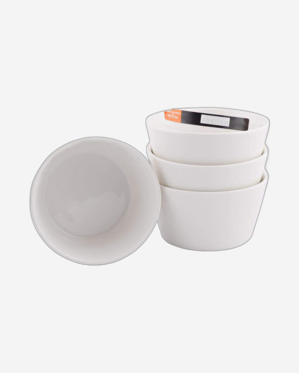 Shallow Porcelain 5-Piece Serving Set, White and Red – Elegant Tableware with 4 Cups and Red Tray