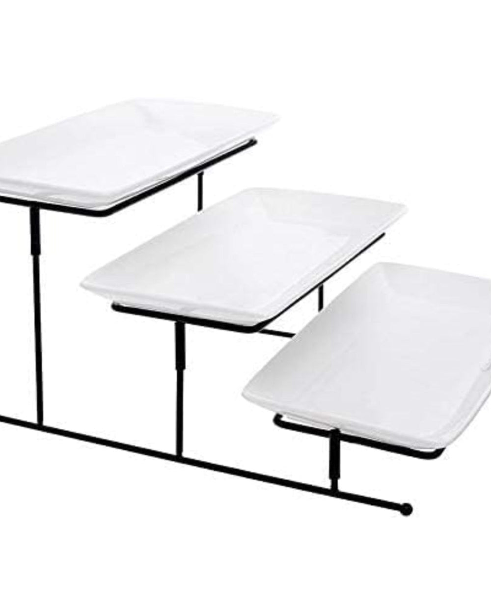 Shallow Porcelain 5-Piece Serving Set, White and Red – Elegant Tableware with 4 Cups and Red Tray