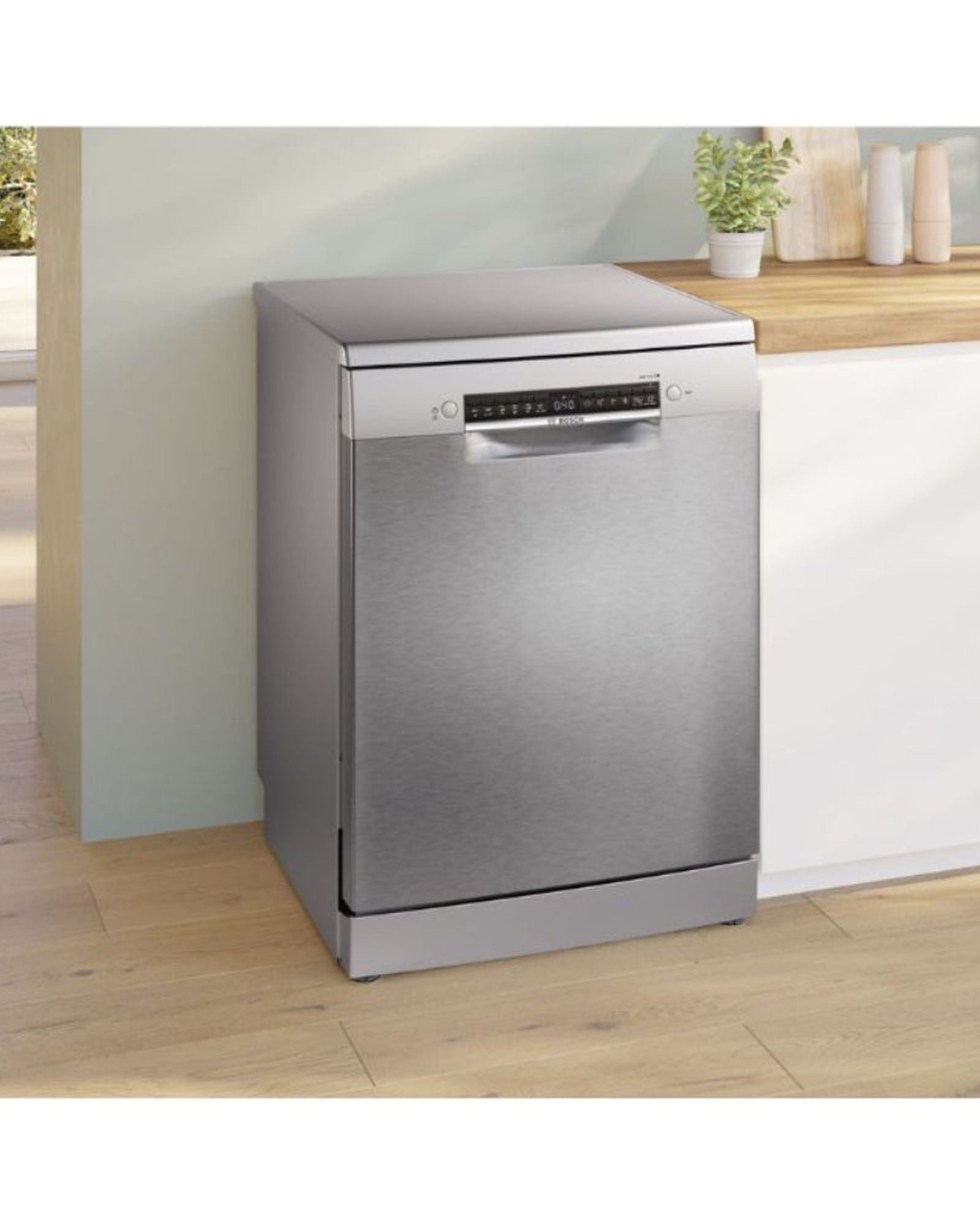 Bosch, 14 Place Settings, Freestanding Dishwasher, Home Connect, SuperSilence, VarioDrawer – SMS4HMI25M Silver