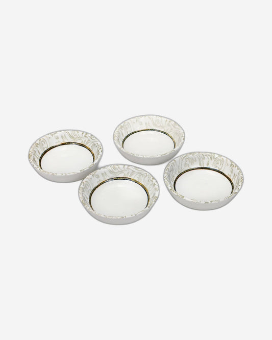 Edessa Elana 10.5cm Round Ceramic Snack Bowl, White (Set of 4)