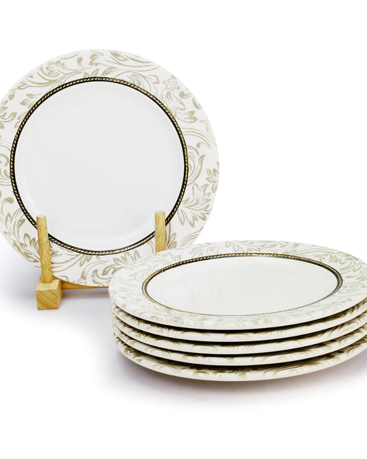 Edessa Ceramic Elana 20Cm Round Dessert Plate, White (Set of 6)