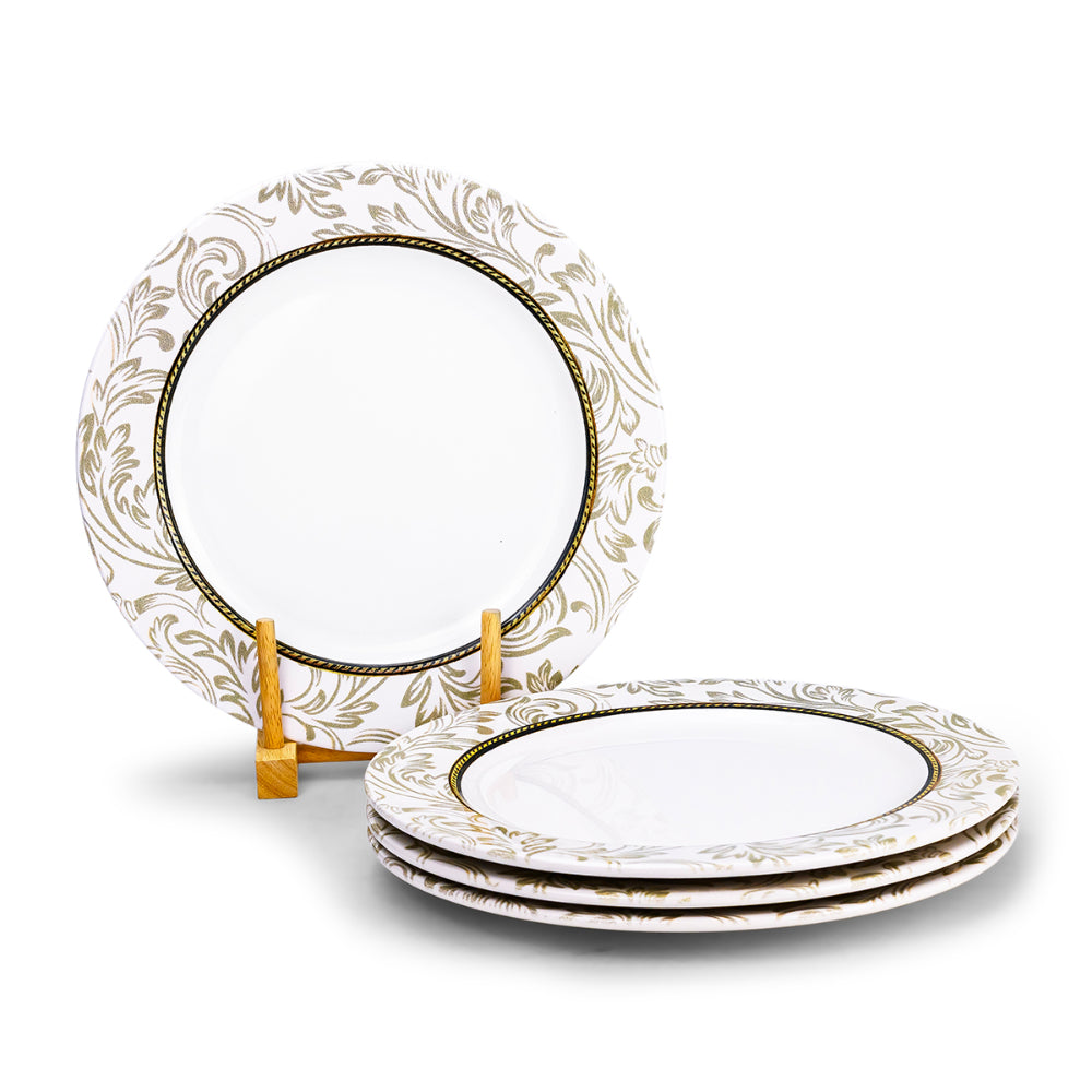 Edessa Ceramic Elana 27Cm Round Dinner Plate, White (Set of 4)