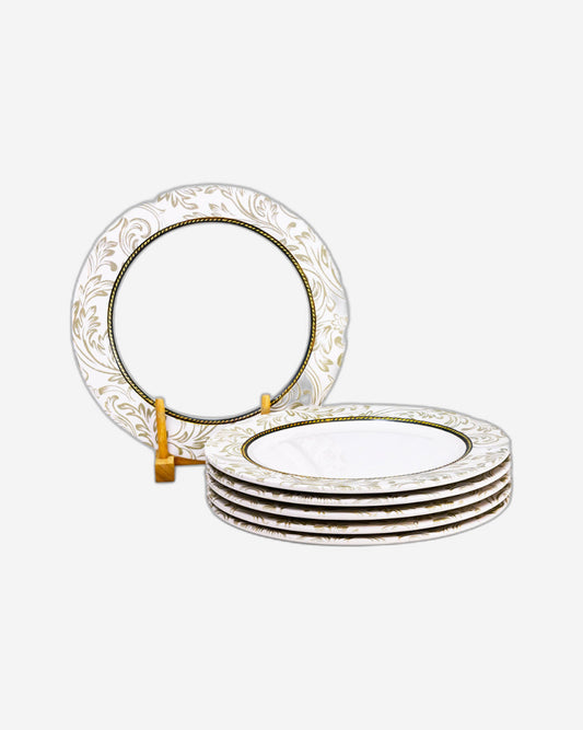 Edessa Ceramic Elana 27Cm Round Dinner Plate, White (Set of 6)