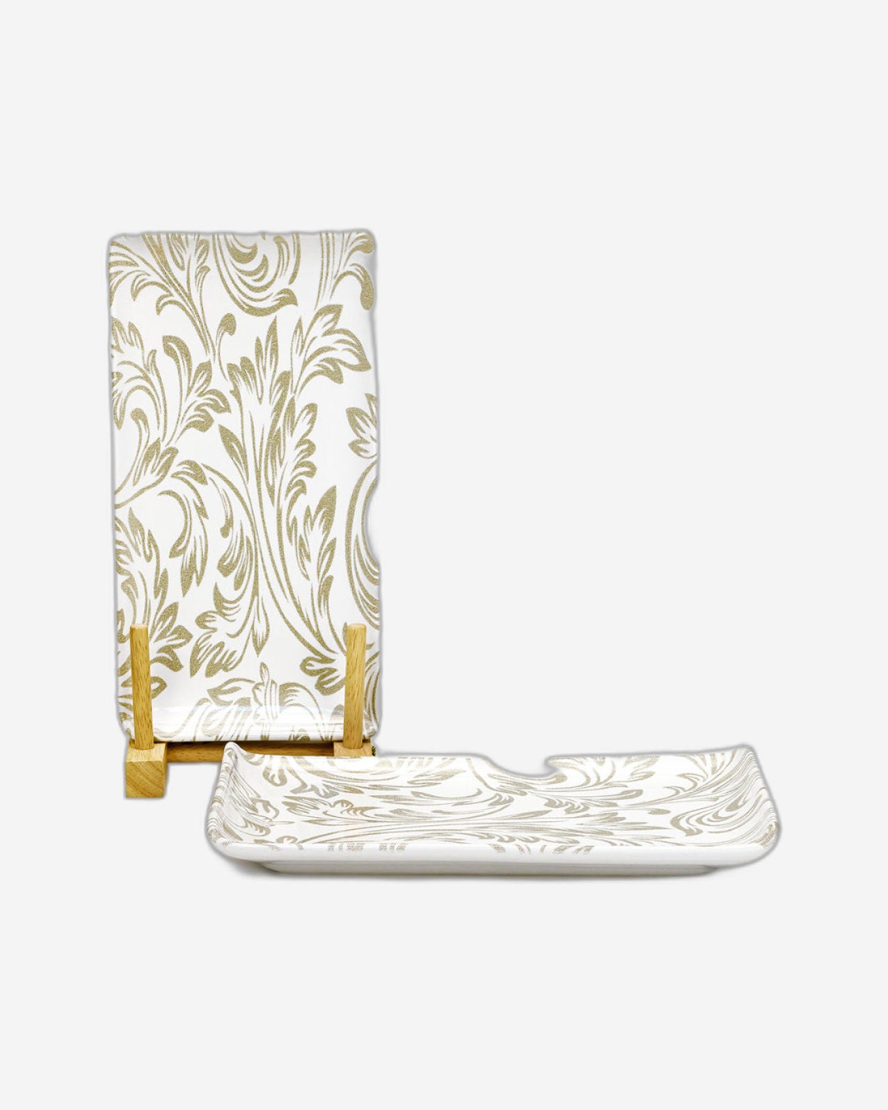 Edessa Elana Ceramic Rectangle Serving Plate (White, 12.5 x 24cm, Set of 6)