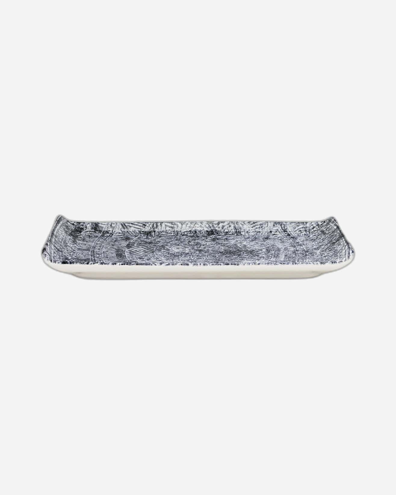 Edessa Ginko Ceramic Rectangle Serving Plate (Multicolor, 12.5 x 24cm, Set of 1)