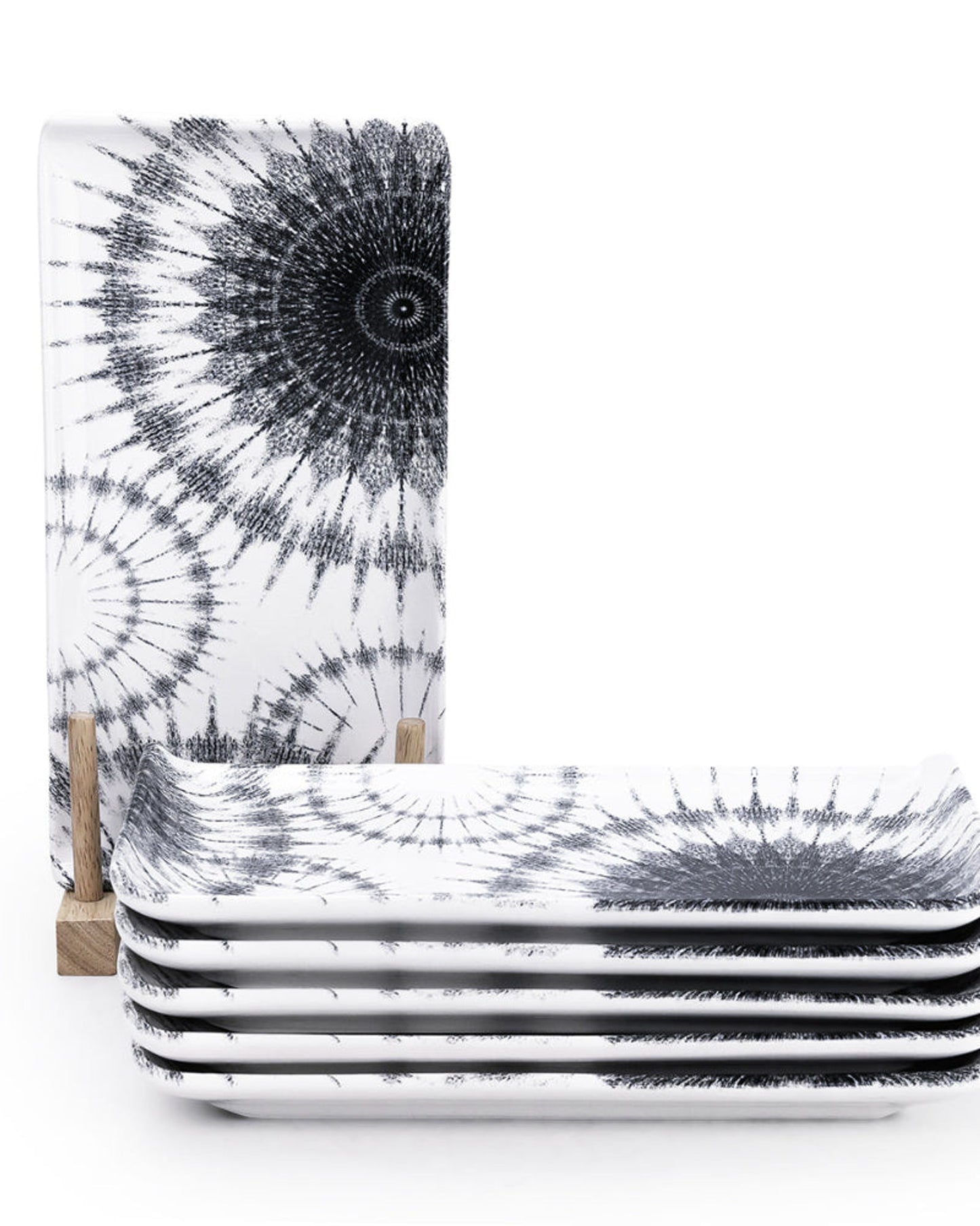 Edessa Cosmo Ceramic Rectangle Serving Plate (Multicolor, 12.5 x 24cm, Set of 6)