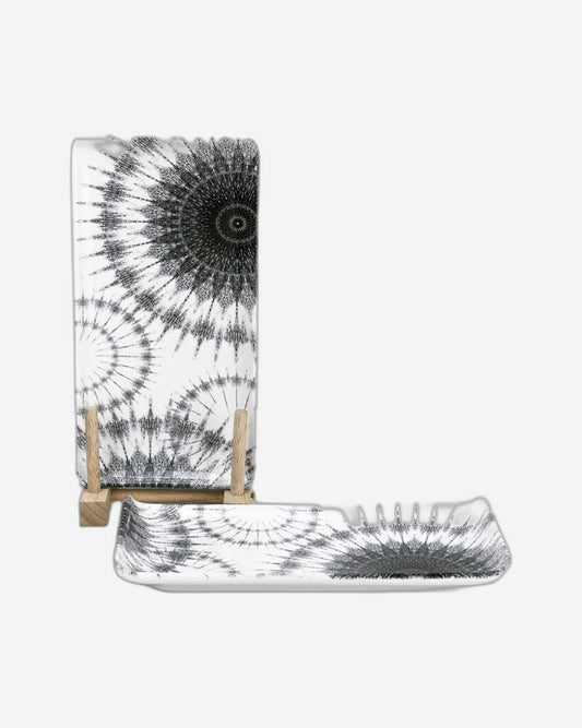 Edessa Cosmo Ceramic Rectangle Serving Plate (Multicolor, 12.5 x 24cm, Set of 6)