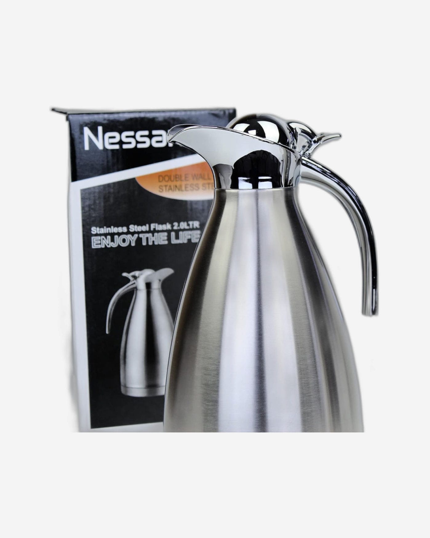 Nessan 1.5 Liter Thermal Coffee Carafe Jugs, Double Walled Vacuum Insulated Flask 12 Hours Heat Retention Jug for Coffee, Tea, & Milk - Stainless Steel