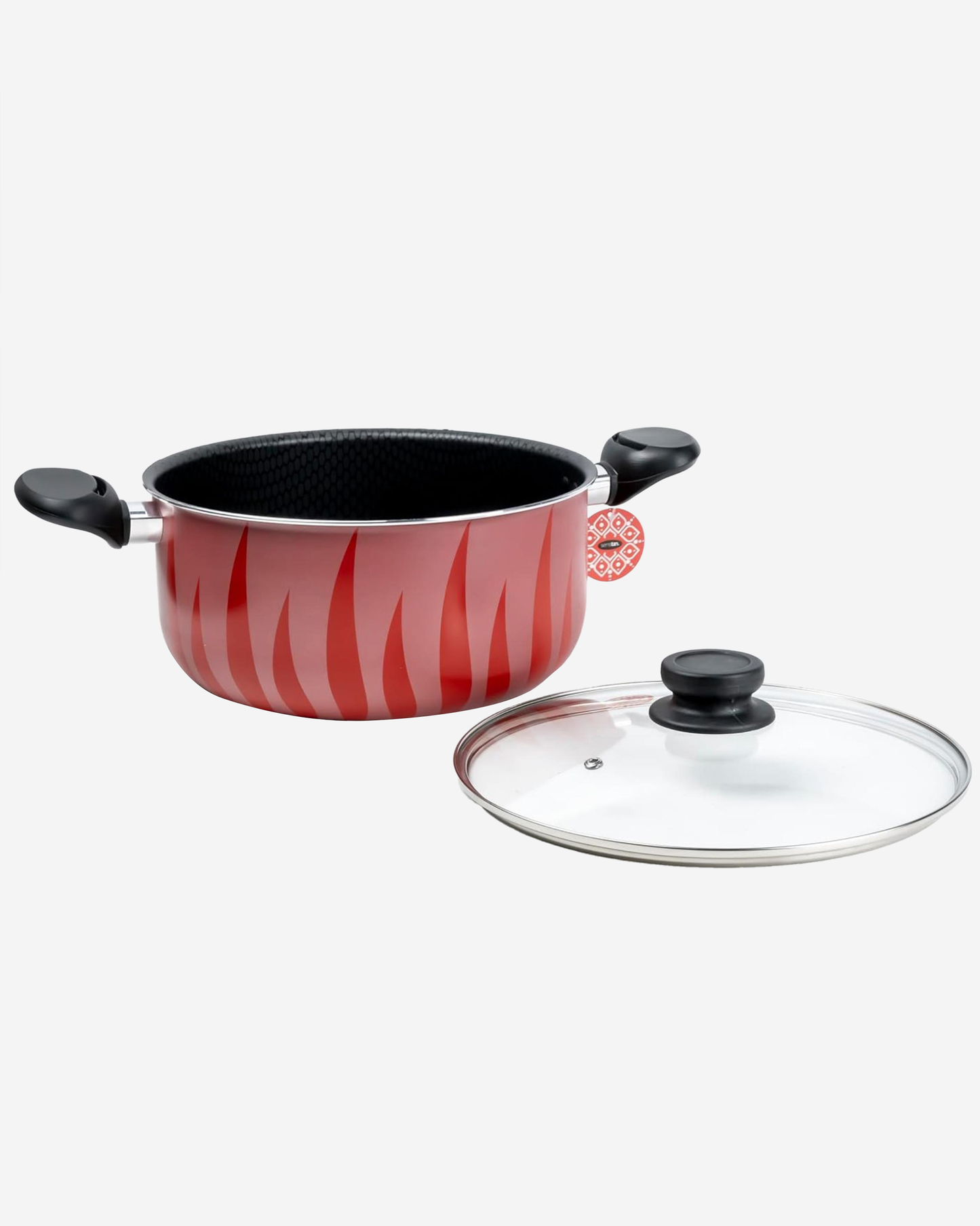 Senstan Flame Design Non-Stick Casserole 24 cm Red