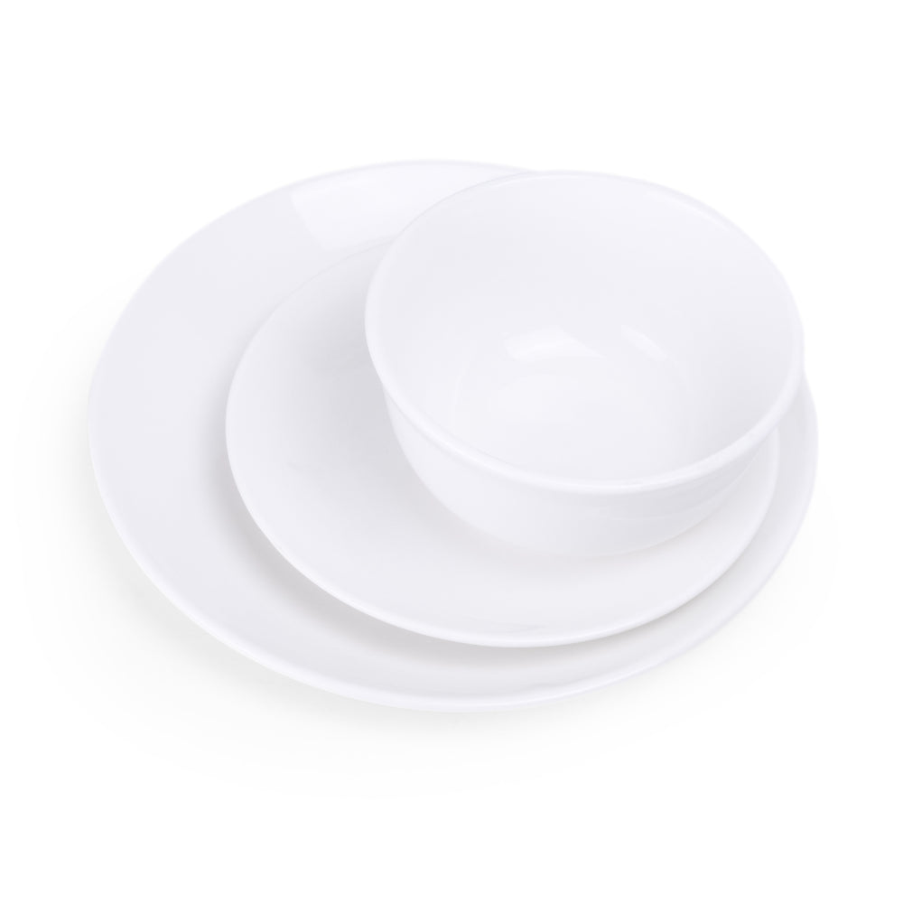 Shallow by Cuisine Art 12-Piece Porcelain Dinnerware Set – Elegant Ceramic Crockery for 4 | Includes 26.8 cm Dinner Plates, 20 cm Side Plates, and 15 cm Bowls, White