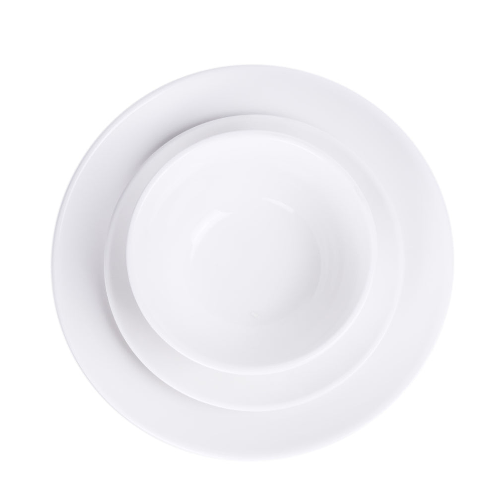 Shallow by Cuisine Art 12-Piece Porcelain Dinnerware Set – Elegant Ceramic Crockery for 4 | Includes 26.8 cm Dinner Plates, 20 cm Side Plates, and 15 cm Bowls, White