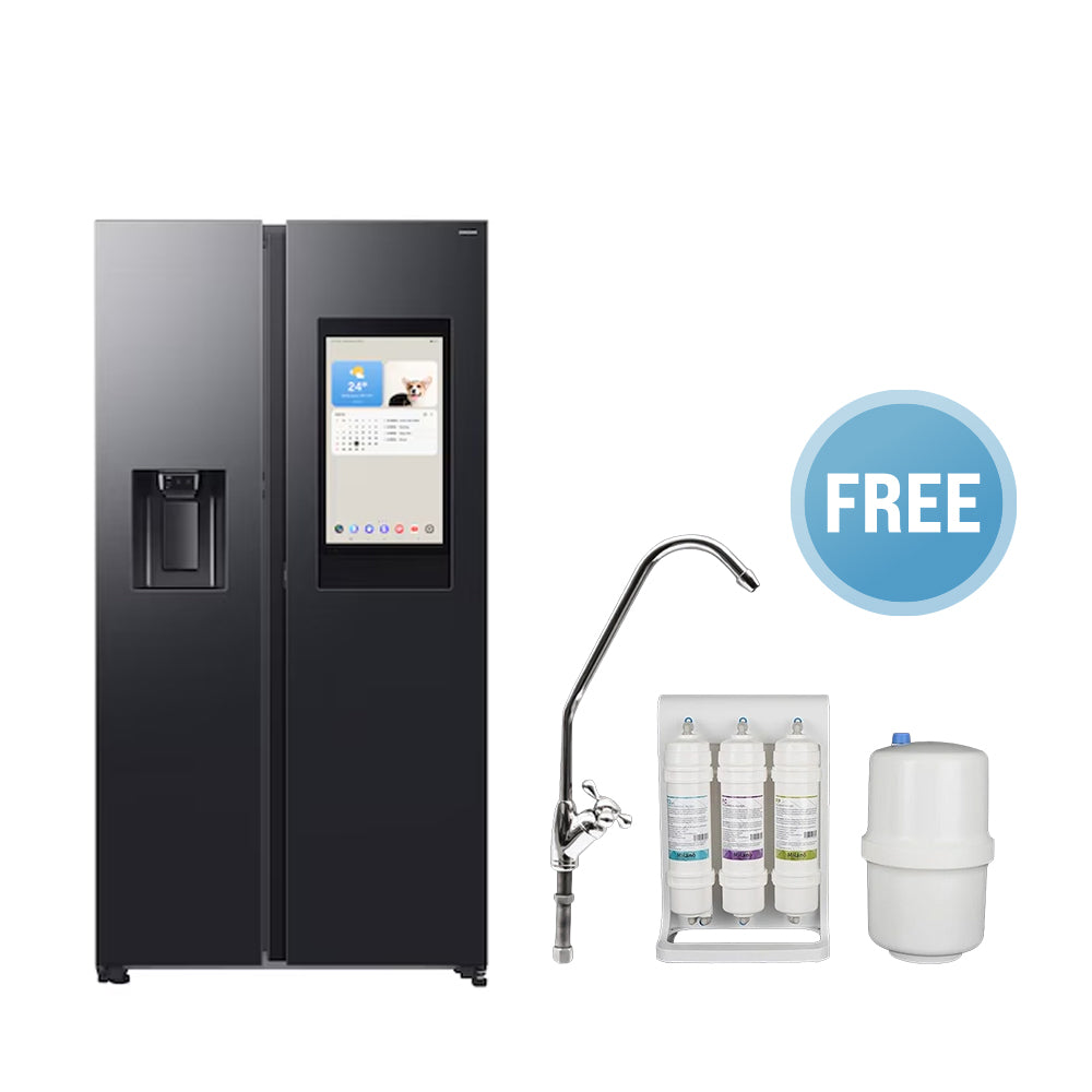Samsung Bespoke AI 591L Side-by-Side Refrigerator with Family Hub Screen, SpaceMax Technology – RS90F66B1FAE (Milano Water Purifier Free)