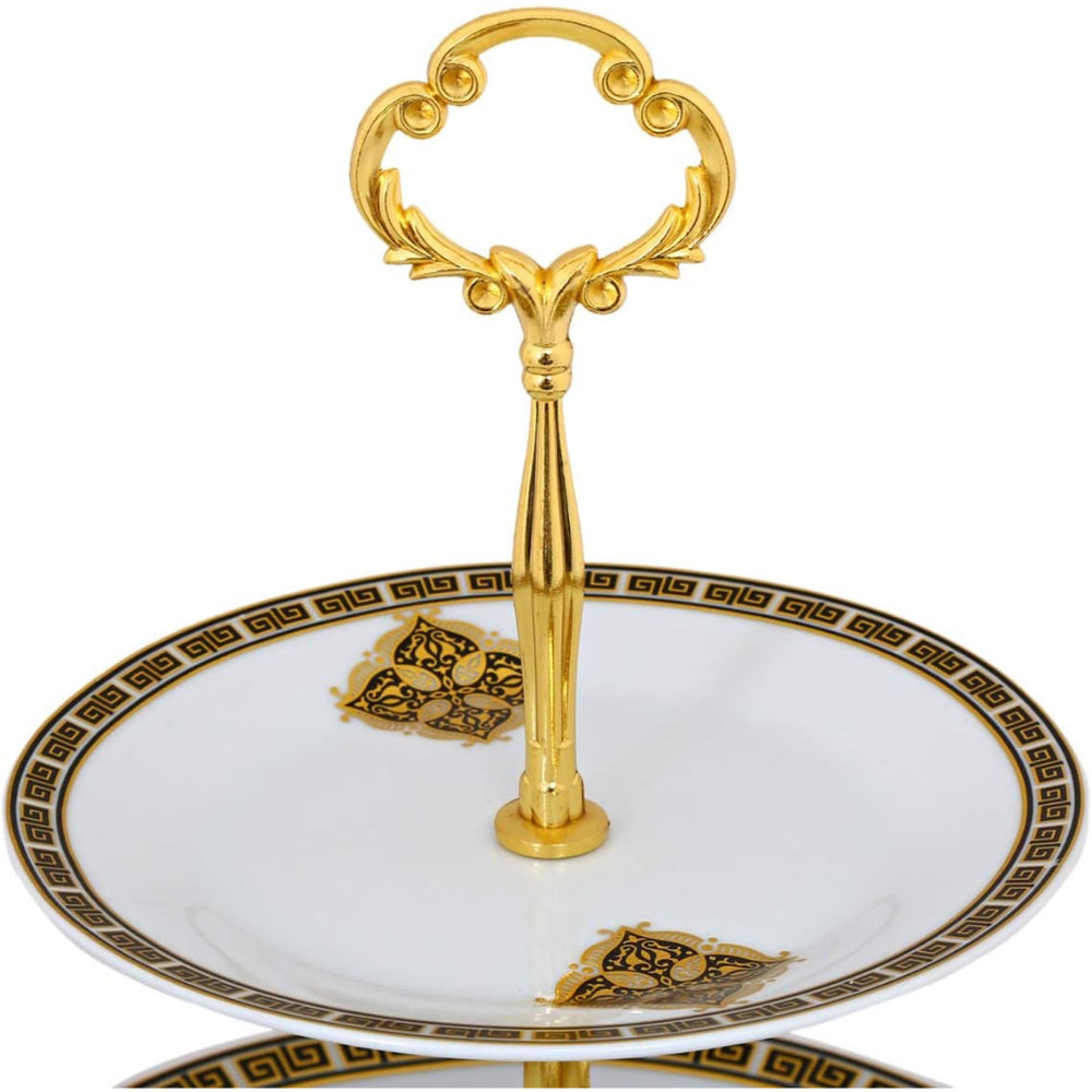 Shallow Bone China 3-Tier Cake Plate, Elegant Porcelain Dessert Stand for Afternoon Tea, Pastries, & Weddings