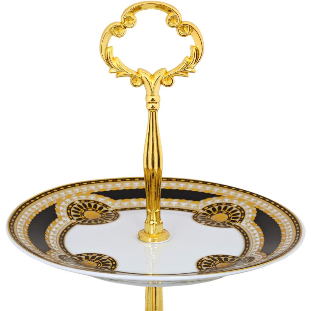 Shallow Bone China 3-Tier Cake Plate, Elegant Porcelain Dessert Stand for Afternoon Tea, Pastries, & Weddings