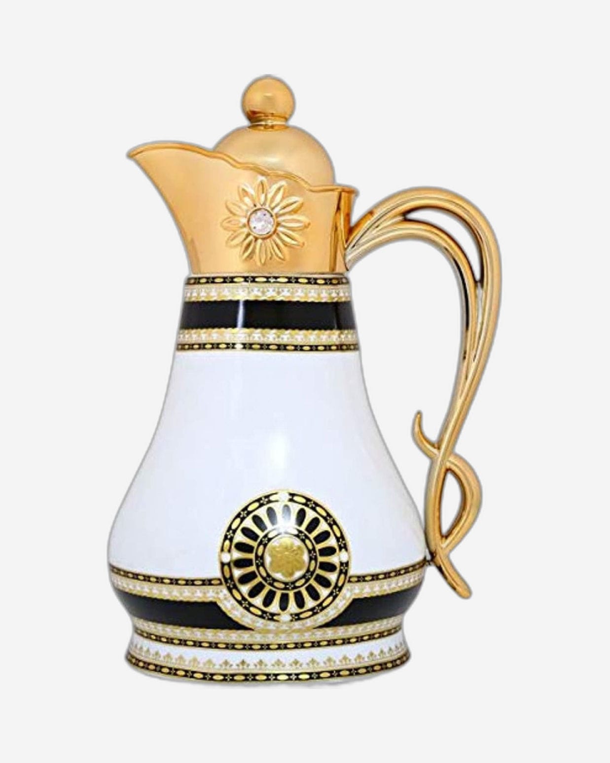 Shallow Bone China Arabic Dallah 0.7 Litre Flask, Elegant Porcelain Coffee Pot for Arabic Coffee, Tea & Hot Beverages