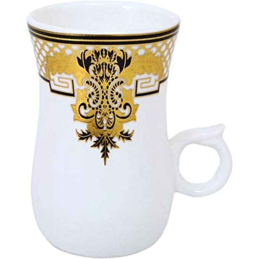 Shallow Bone China 12 Pcs Istikan Cups & Saucer Set, Elegant Porcelain Turkish Tea Cups for Coffee, Tea & Hot Beverages