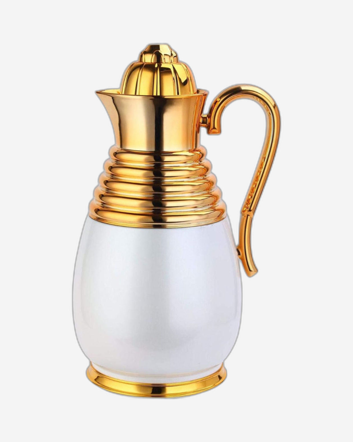Nessan Arabic Dallah 0.7L, White/Gold | Elegant Stainless Steel Traditional Coffee Pot for Arabic Coffee & Beverages