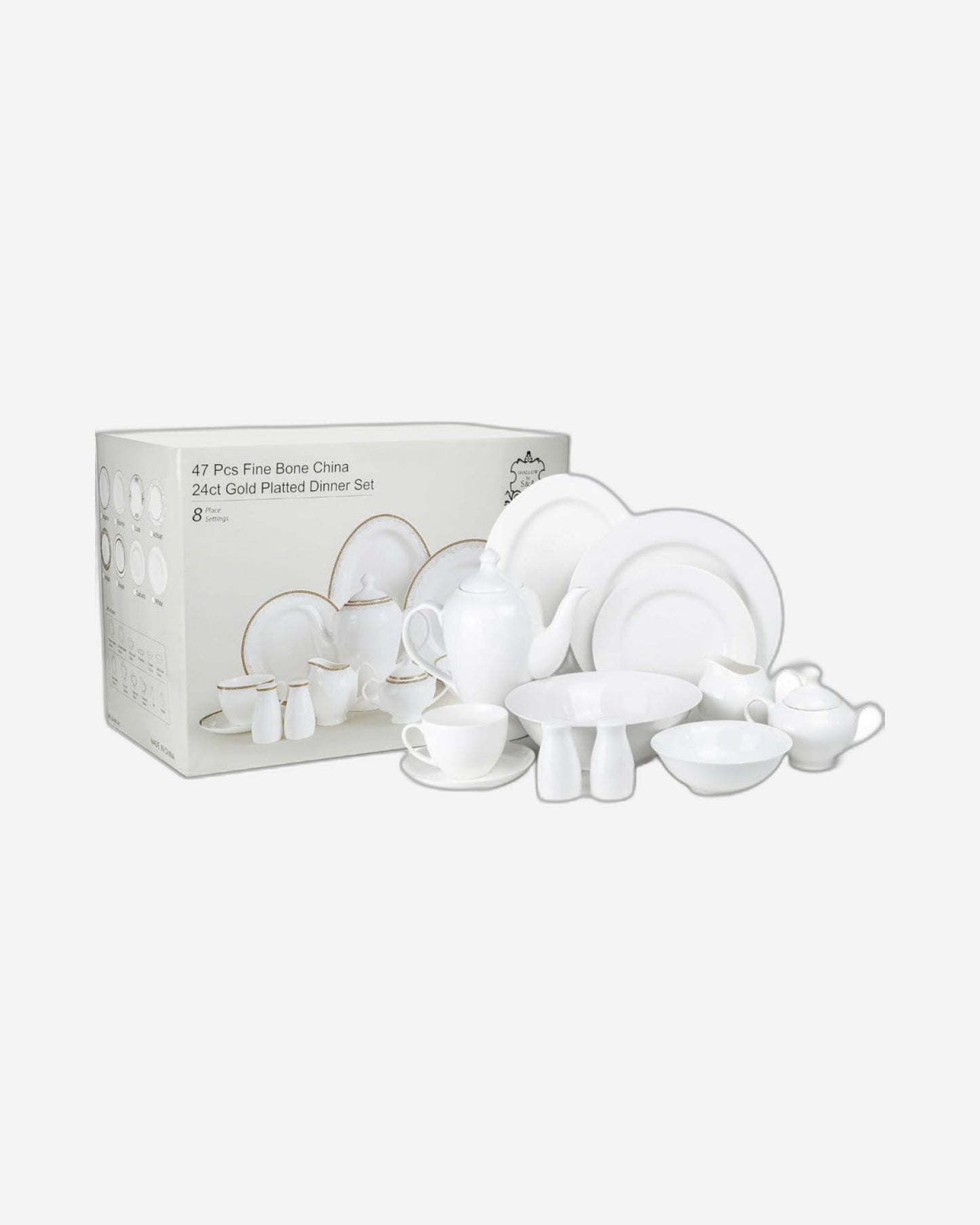 Cuisine Art Dinnerware Set 47Pc White