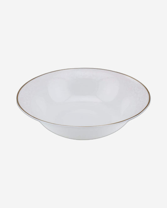 Shallow Porcelain Sahara Bowl with Gold Rim, White, 23 cm, Elegant Porcelain Serving Bowl for Soup, Salad & Desserts