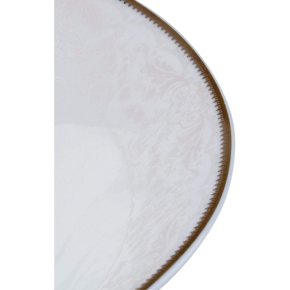 Shallow Porcelain Sahara Bowl with Gold Rim, White, 23 cm, Elegant Porcelain Serving Bowl for Soup, Salad & Desserts