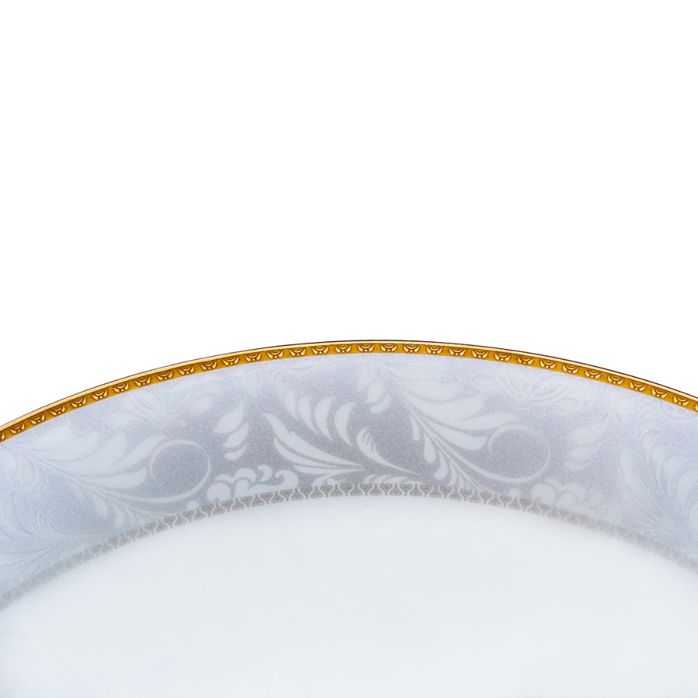 Shallow Porcelain Elegance Bowl with Gold Rim, White, 23 cm, Elegant Serving Bowl for Soup, Salad, Dessert & More