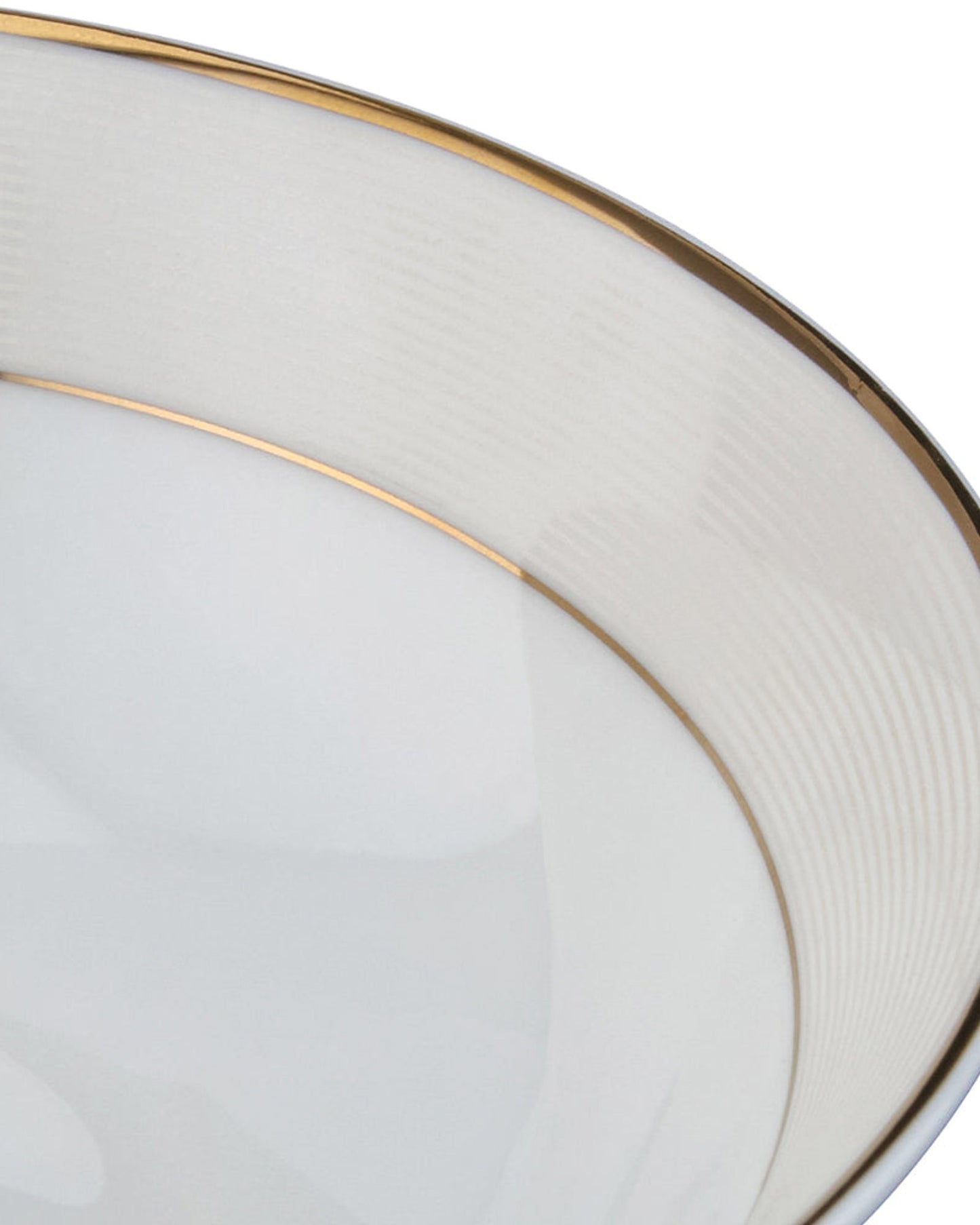 Shallow 23 cm Porcelain Platinum Bowl with Gold Rim, White, Elegant Serving Bowl for Soup, Salad, Dessert & More