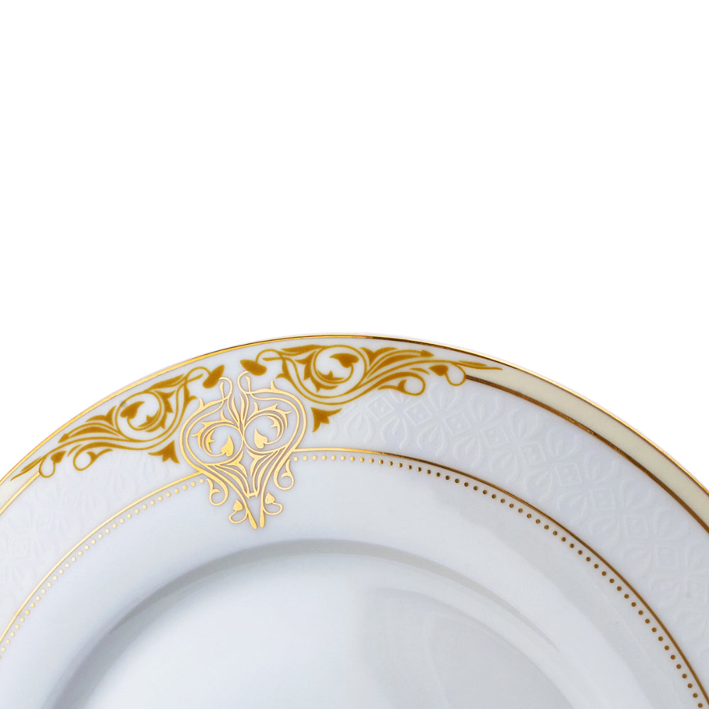 Shallow Porcelain Prestige Bowl with Gold Rim, White, 23 cm, Elegant Serving Bowl for Soup, Salad, Dessert & More