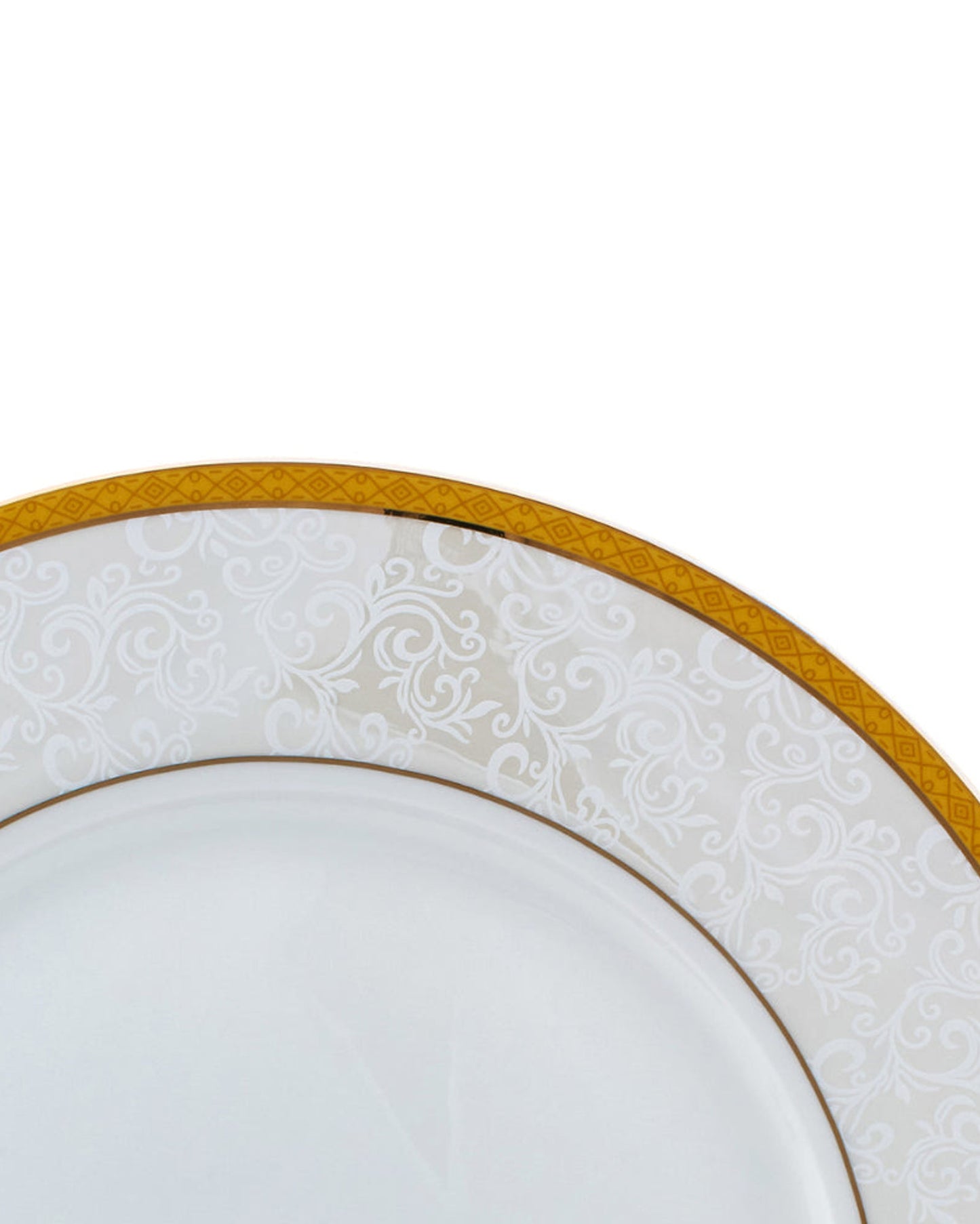 Shallow Porcelain Palazzo Bowl with Gold Rim, White, 23 cm, Elegant Serving Bowl for Soup, Salad, Dessert & More