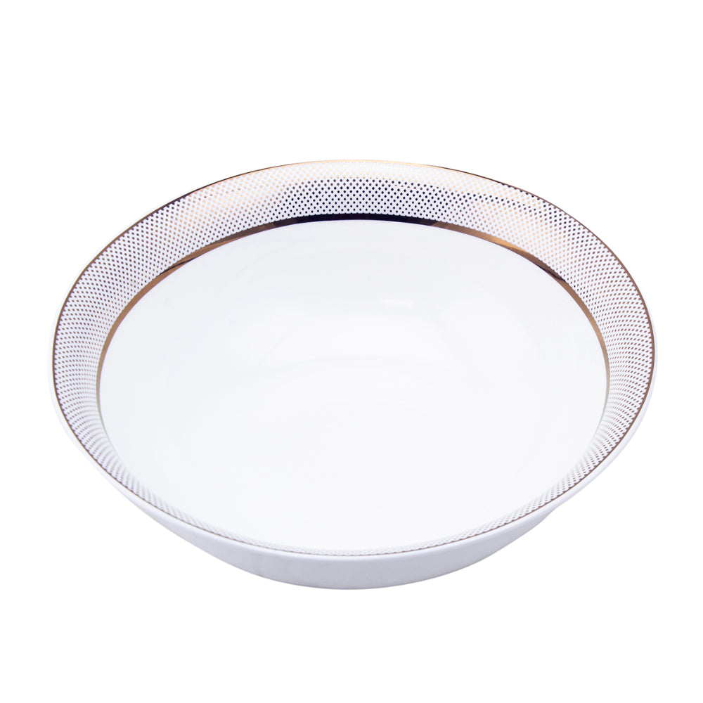 Shallow 23 cm Porcelain Bowl, Elegant White Serving Bowl for Soup, Salad, Dessert & More