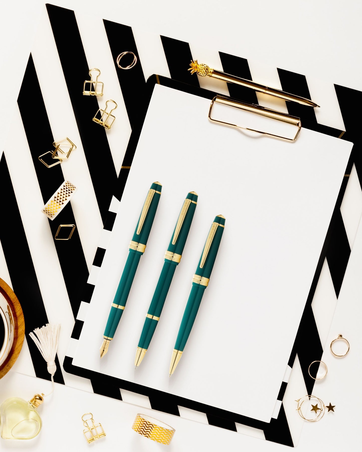 Cross Bailey Light™ Polished Green Resin And Gold Tone Fine-Tip Rollerball Pen