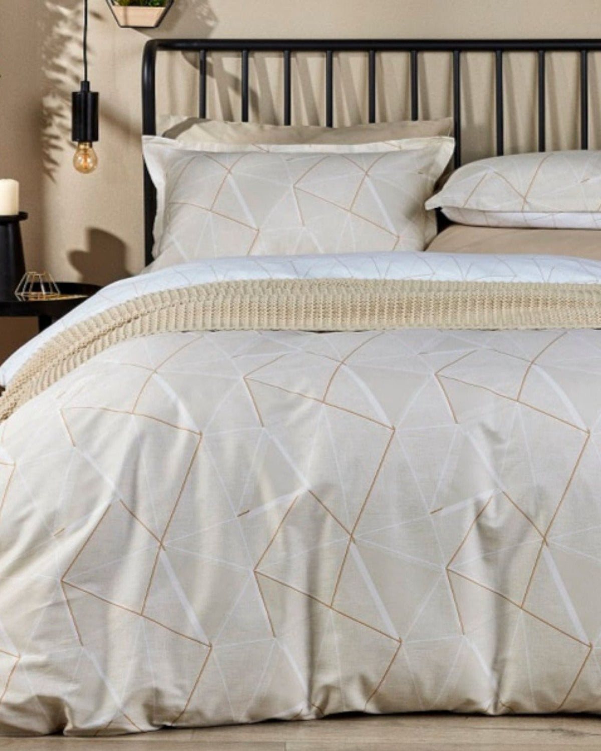 Christy Triangle Duvet Cover Set Biscuit