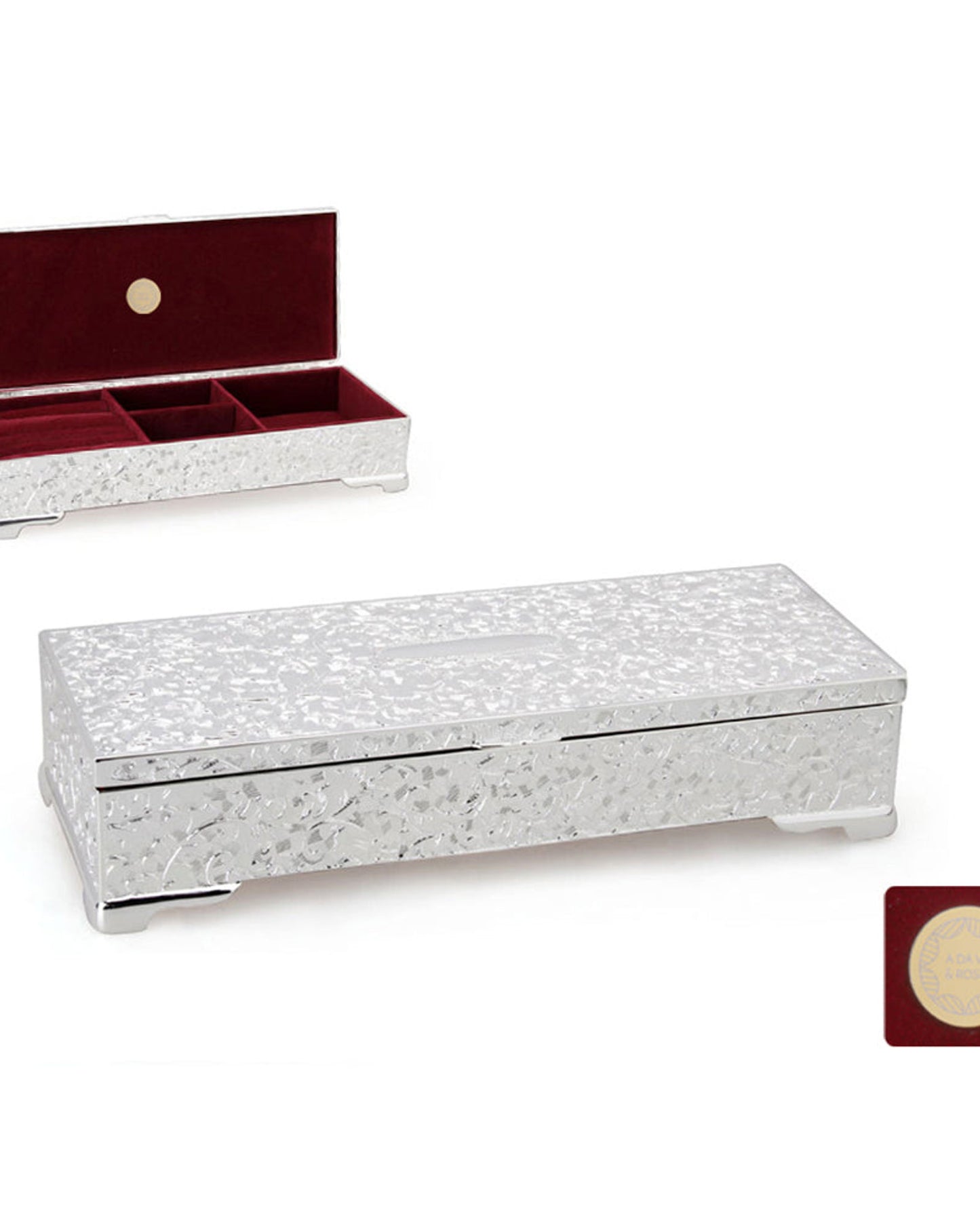 Winko Imperial Oblong Trinket Box with Compartment Red Lining