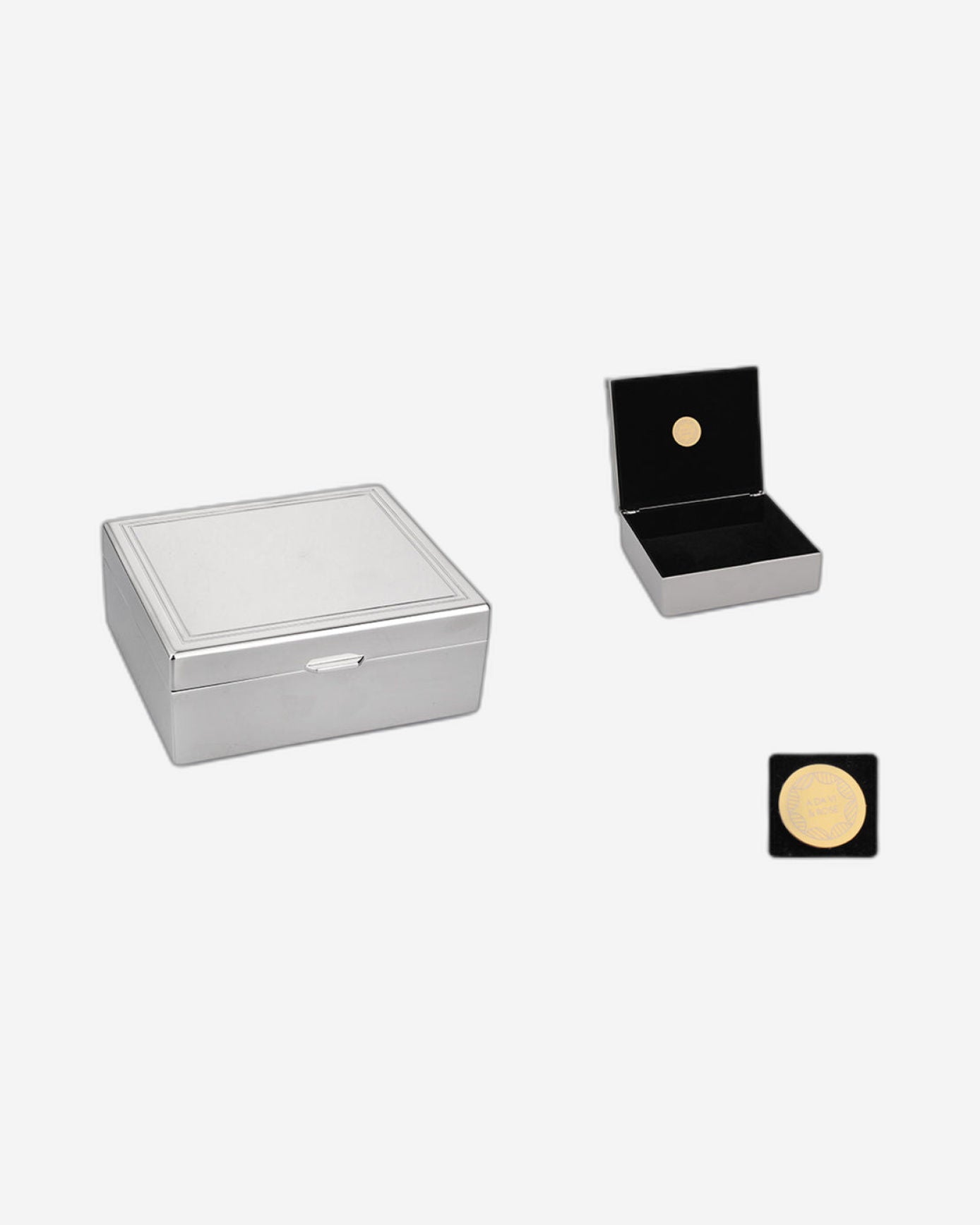 Winko Parallel Rectangular Trinket Box Nickel Black Lining