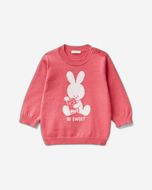 Warm cotton sweater with inlay