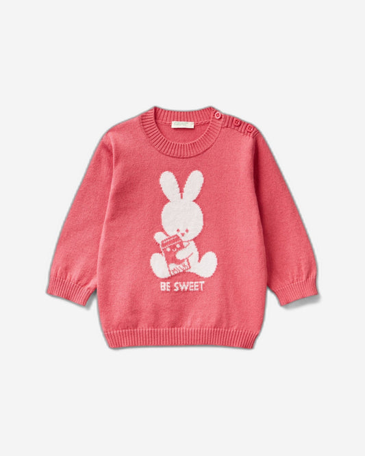 Warm cotton sweater with inlay