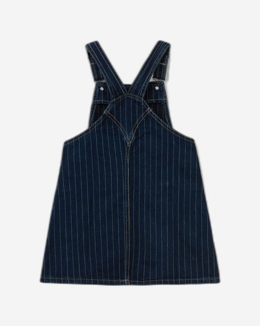 Denim overall skirt with pinstripes