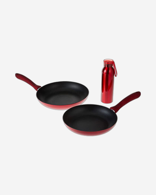 Tognana Shiny Red Cookware & Eco Bottle Set – 3 Pcs