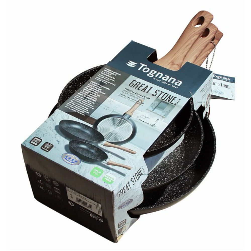 Tognana Grancucina Great Stone Frying Pan Set – 3 Pieces (20 cm, 24 cm, 28 cm)