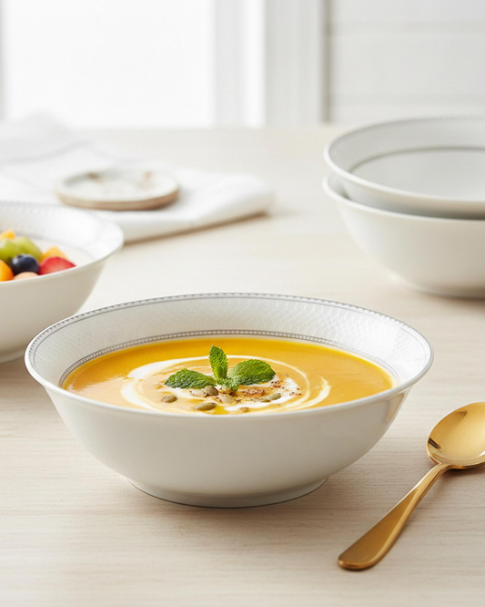 Shallow JUNA Bowl 14 cm Elegant White with Texture