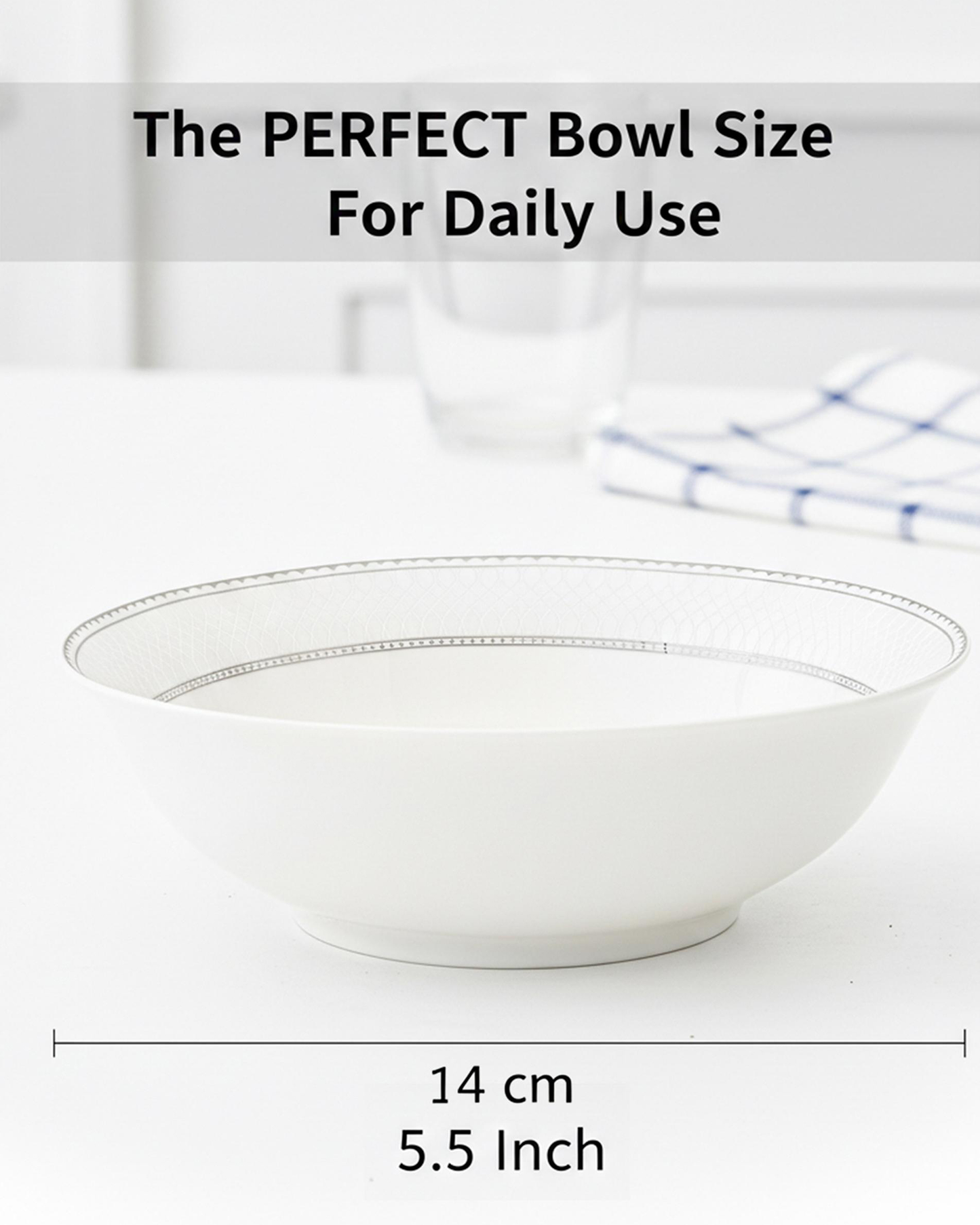Shallow JUNA Bowl 14 cm Elegant White with Texture