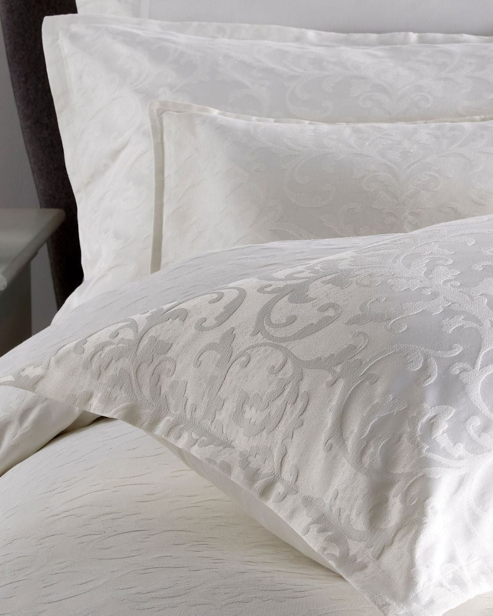 Christy "Venice" Jacquard Duvet Cover Sets in White